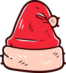 Santa hat, hand-drawn christmas icon.
