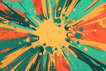 vector cartoon explosion background with splash, pop art style, bright colors