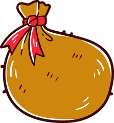Bag, hand-drawn christmas icon.