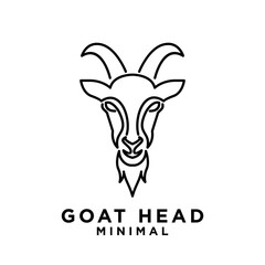 Goat Head line logo icon design illustration