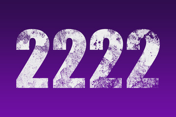 flat white grunge number of 2222 on purple background.	