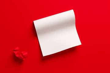 paper Note  with exclamation mark on red background