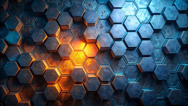 Hintergrund modulares System - Module mit Hexagon Muster - 3D Effekte - Technologie und Geometrie