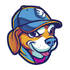 Cute canine in snapback cap with playful tongue out