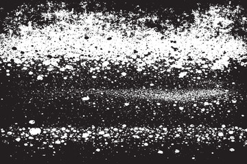 White Grainy Texture on Black Background: Particles Overlay for Grunge Design - Vector Illustration