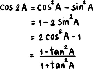 trigonometric formulas math handwritten