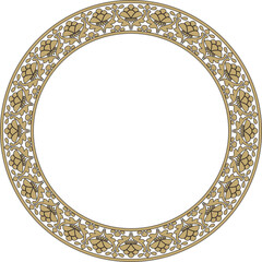 Vector gold and black round national Indian ornament. Circle, ring, border, ethnic Hindu frame