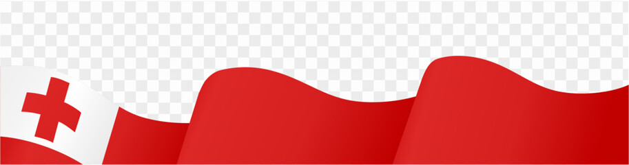 Tonga flag wave isolated on png or transparent background vector illustration. 