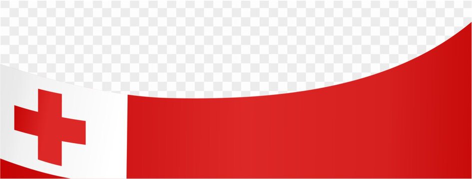 Tonga flag wave isolated on png or transparent background vector illustration. 