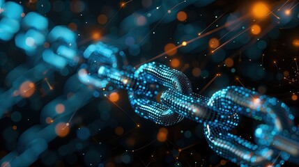 Fototapeta premium Blockchain Technology Concept Background, Cryptocurrency Marketing Backdrop, Digital Metaverse Web3 Tech Design Wallpaper