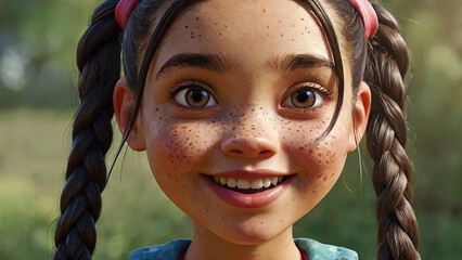 illustration of a girl's face with pigtails