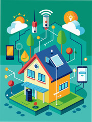 Naklejka premium Smart home with integrated heat pump