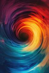 Surreal abstract artwork of swirling vibrant colors in a spiral pattern, creating a dynamic visual effect akin to a vortex or whirlpool.