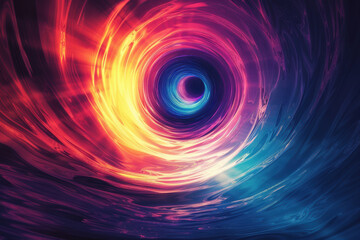 Vibrant abstract background with swirling colors creating a hypnotic effect, blending shades of red, yellow, and blue in a dynamic, fluid motion.