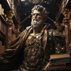 Obraz premium a gold statue of a man with a beard