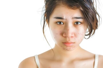 大人のニキビに悩む20代の若い日本人の女性