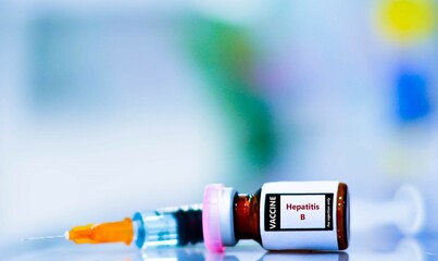 Vaccine bottles and syringes for injection preventing hepatitis B virus.