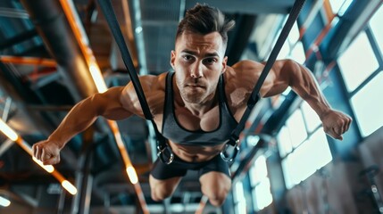 Core training in a modern gym with advanced equipment and personalized virtual coaching