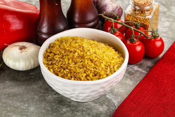 Dry wheat bulgur cereal heap