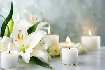 Elegant White Lily and Candle Still Life