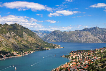 Kotor Bay. Aerial view at bay Kotor, Montenegro summertime