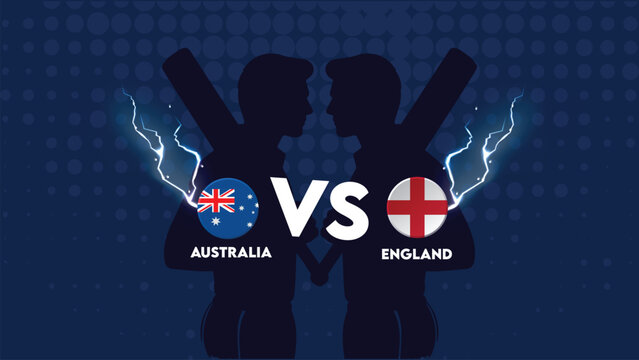 Australia v England Match , England vs Australia cricket match ,Cricket match concept with creative illustration 