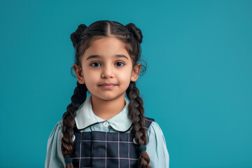 young happy indian school girl posing
