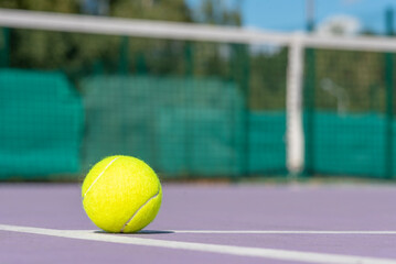 tennis ball on the net