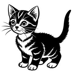 the kitten marvels  vector silhouette illustration