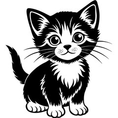 the kitten marvels  vector silhouette illustration