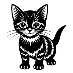 Fototapeta premium the kitten marvels vector silhouette illustration