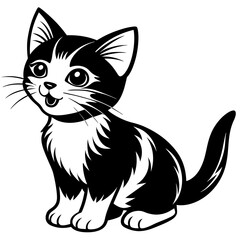 Obraz premium the kitten marvels vector silhouette illustration