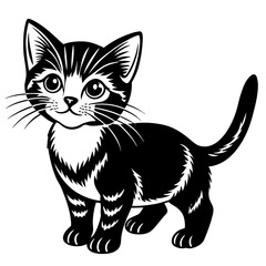 the kitten marvels vector silhouette illustration