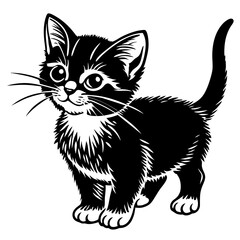 the kitten marvels  vector silhouette illustration