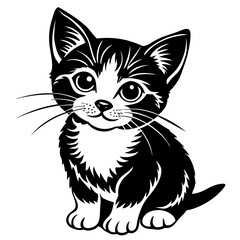 Obraz premium the kitten marvels vector silhouette illustration