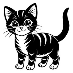 the kitten marvels  vector silhouette illustration