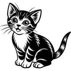 Obraz premium the kitten marvels vector silhouette illustration