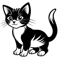 the kitten marvels  vector silhouette illustration