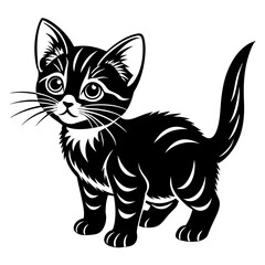 the kitten marvels  vector silhouette illustration