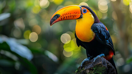 Fototapeta premium closeup of a keel-billed toucan in the rainforest of Belize
