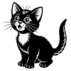 Obraz premium the kitten marvels vector silhouette illustration