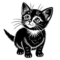 the kitten marvels  vector silhouette illustration