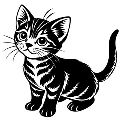 the kitten marvels  vector silhouette illustration