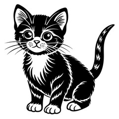 the kitten marvels  vector silhouette illustration