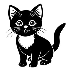 the kitten marvels  vector silhouette illustration