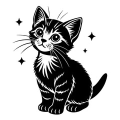 the kitten marvels  vector silhouette illustration