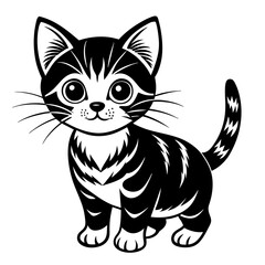 the kitten marvels  vector silhouette illustration