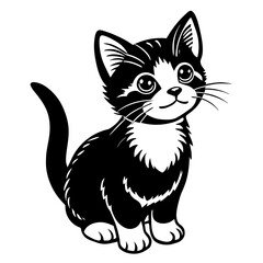 the kitten marvels  vector silhouette illustration