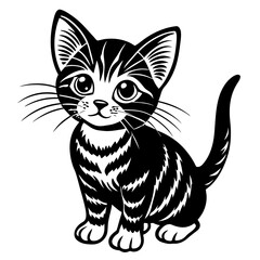 the kitten marvels  vector silhouette illustration