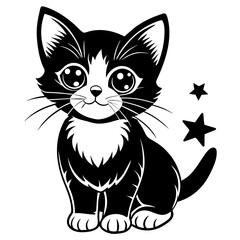 Obraz premium the kitten marvels vector silhouette illustration